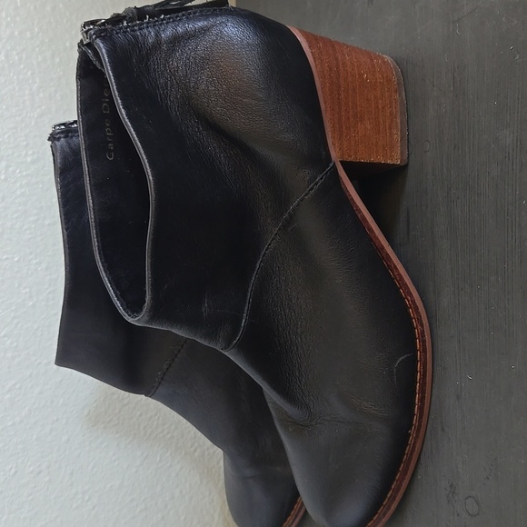 Toms Black Leather Ankle Boots Size 8 - Picture 4 of 8